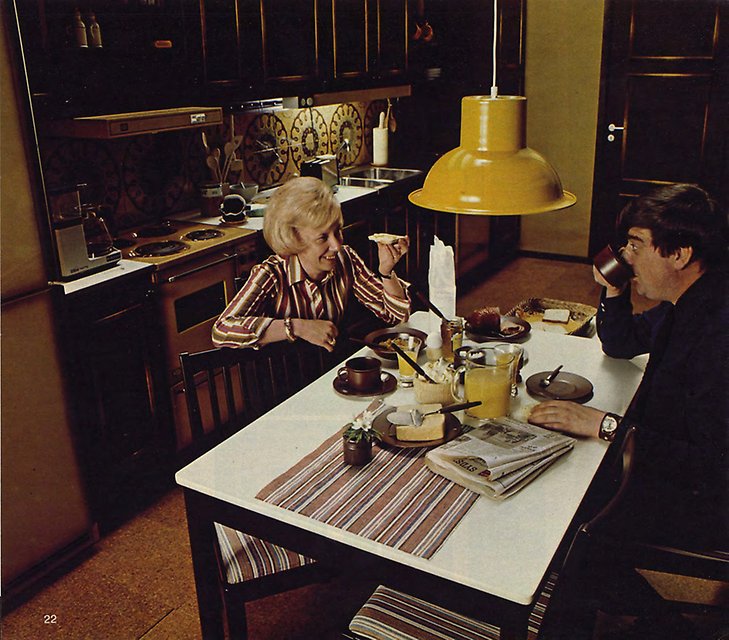 Bild från Ikea katalog från 1974 på ett kök